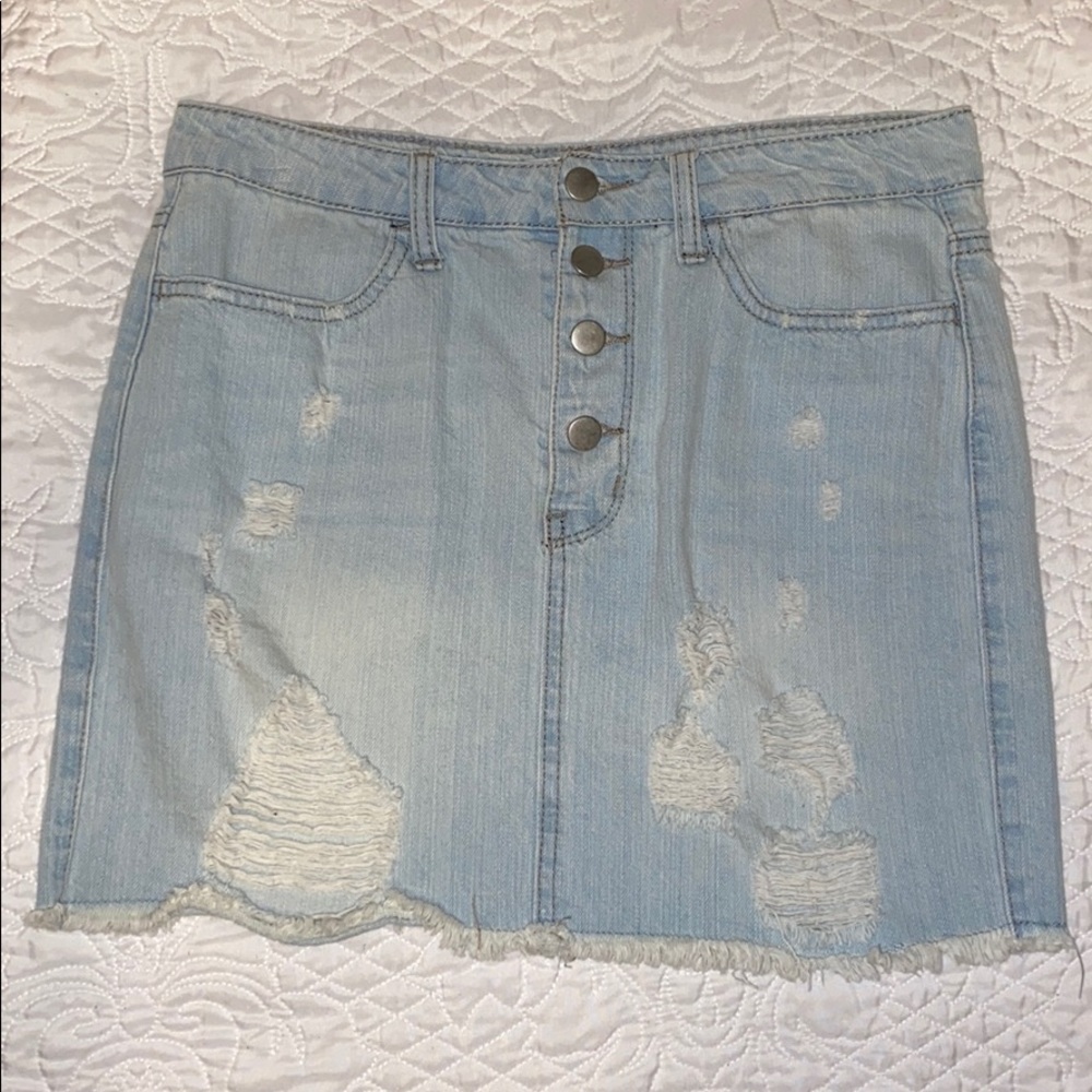 Distressed Light-washed Skirt